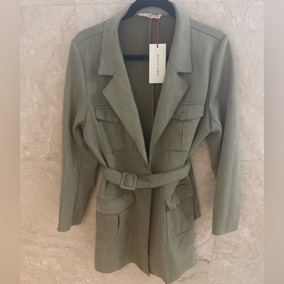 Solitaire Jackets & Blazers - Solitaire Suede Utilitarian Jacket NWT LARGE